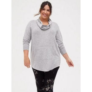 Zac&Rachel Gray Cowl Neck Sweater XL - Plus Size Tops